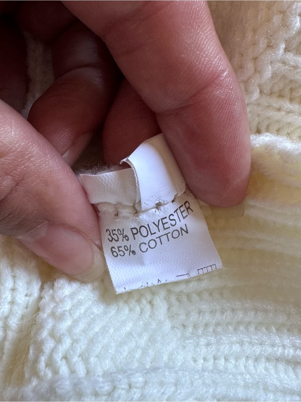 Cropped Cable Knit Sweater - Cream,Size Small - Picture 4 of 6